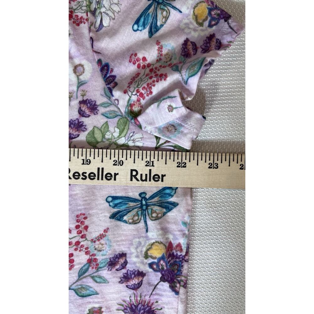 SUNDANCE (XL) Floral Dragonfly V-Neck Tee Shirt-Cottagecore-Boho-Garden-Lavender - Picture 8 of 9
